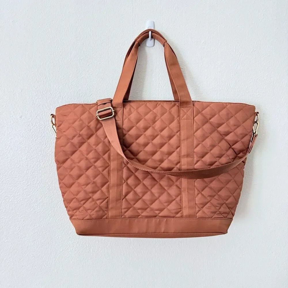 Stoney Clover Lane Desert Dreams Quilted Puffy Tote Bag Large Tan Orange